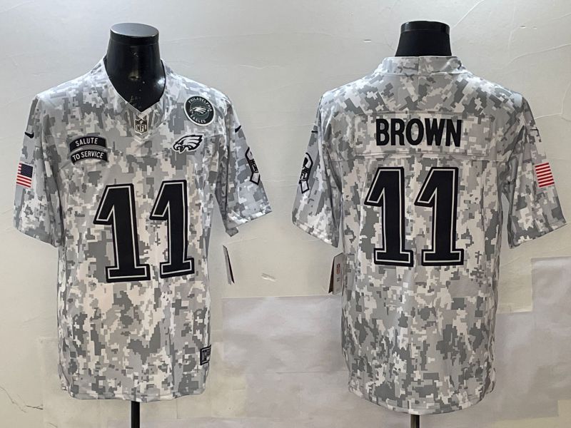 Men Philadelphia Eagles #11 Brown Camo Nike 2025 Salute to Service Limited NFL Jersey style 3->philadelphia eagles->NFL Jersey